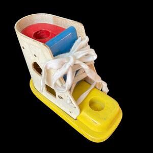 Vintage Fisher Price Wooden Shoe Toy 1960s No People Incomplete READ